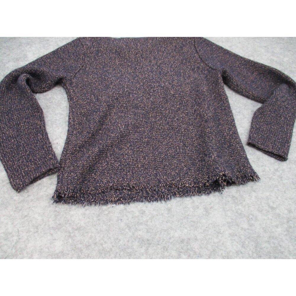 Eileen Fisher Womens Sweater Small Fringe Hem Bateau Neckline Multi Color Wool - Picture 6 of 16